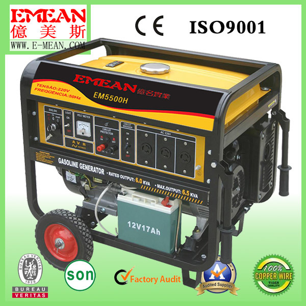 2kw-7kw Electric Start Portable Gasoline Generator for Home Use (EM6500)