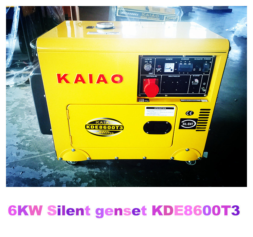 3-Phase Silent Diesel Generator 7.5kVA/6kw/50Hz with CE, ISO