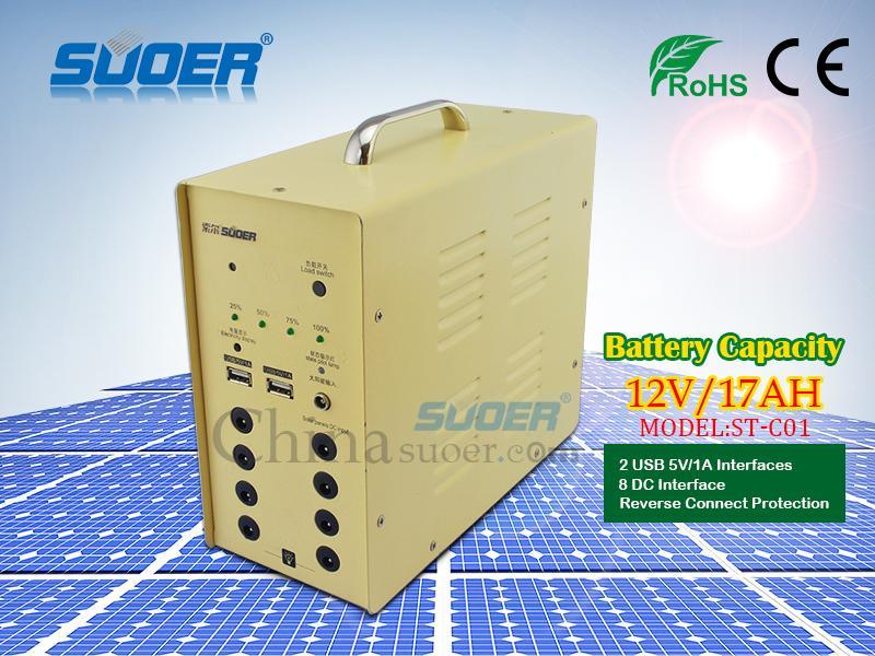 Suoer Solar Power System 12V 17ah Solar Power Generator for Home Use Solar Power Supply with Factory Price (ST-C01)