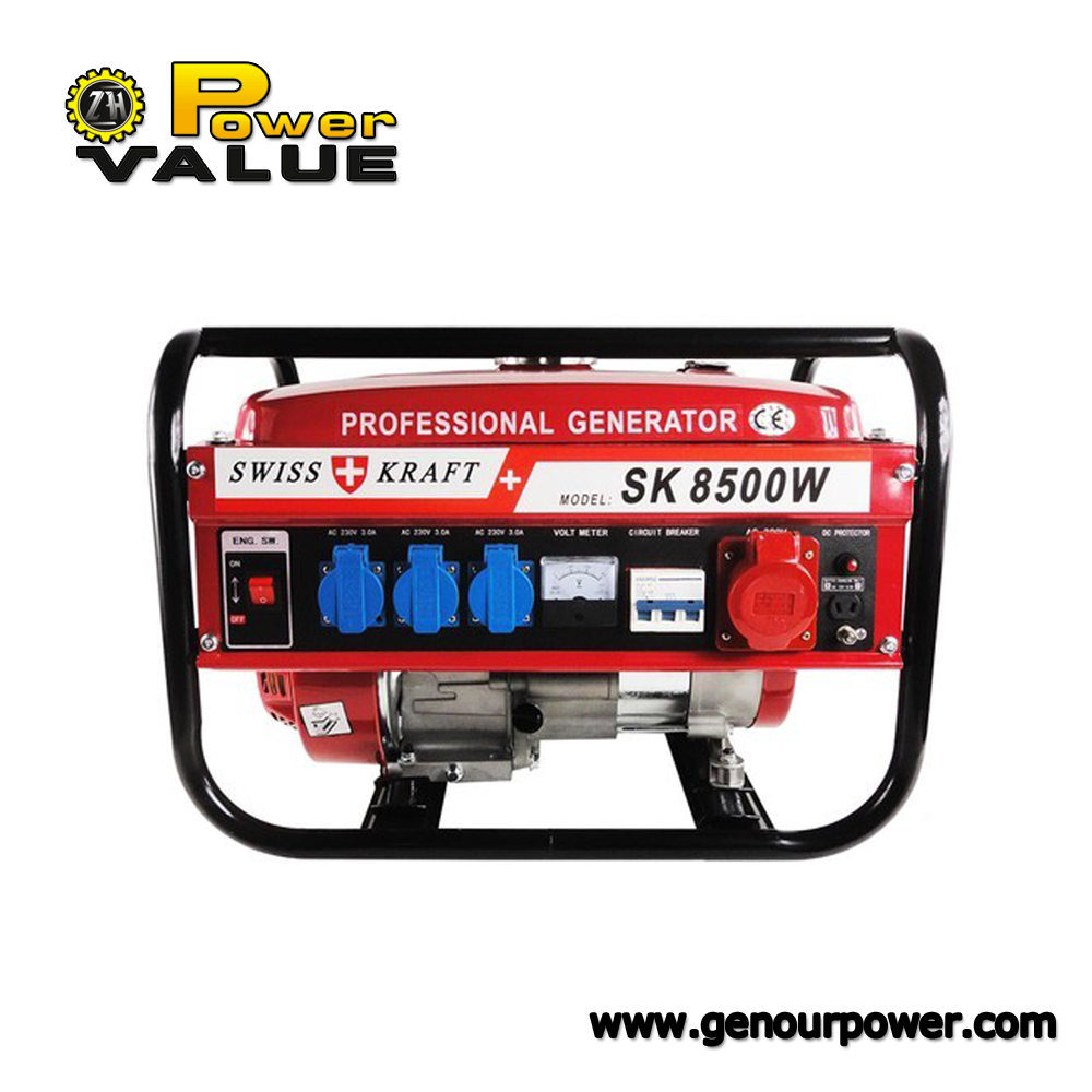 Gasoline Generator 8000W with Ture Rated Power Three Phase Power Factor 0.8
