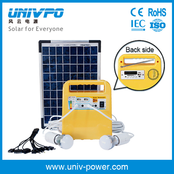 10W Portable Outdoor Solar Lighting Kit with FM Radio (UNIV-7DSR)