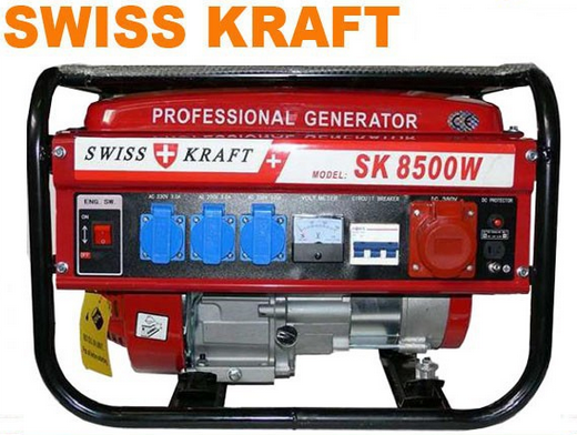 Low Price Sk8500 8.5kVA Generator, Swiss Kraft Style Power 7500W Gasoline Generator, Three Phase Power Generator