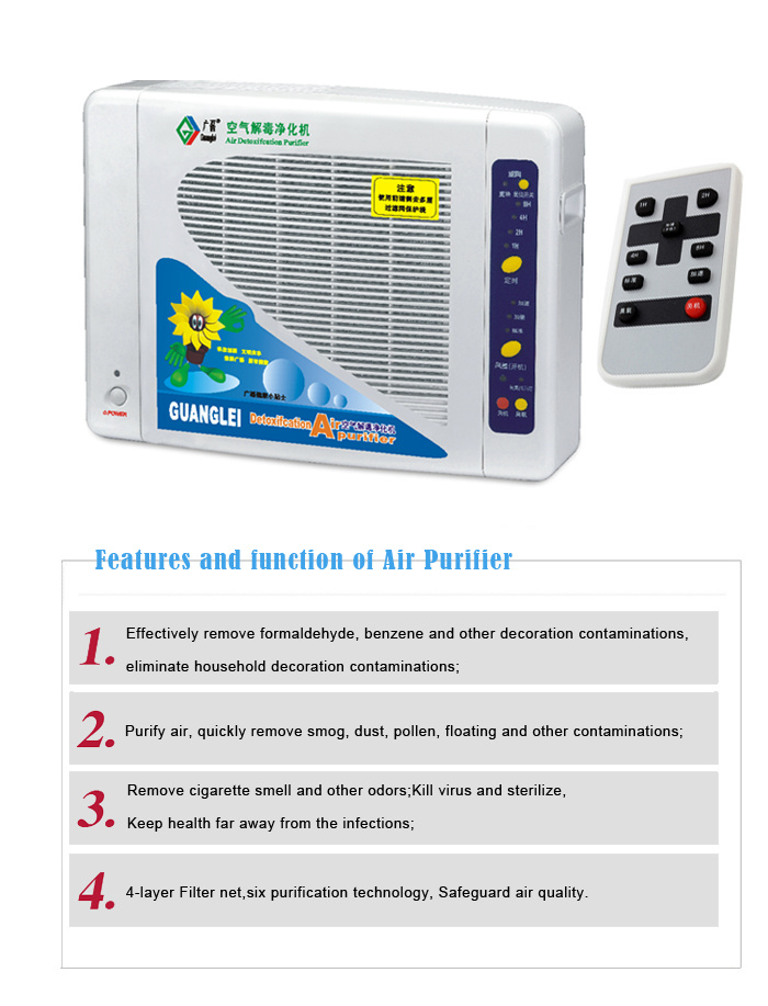 CE RoHS FCC Negative Ion Air Purifier Ionic Air Purifier with Ozonater Gl-2108