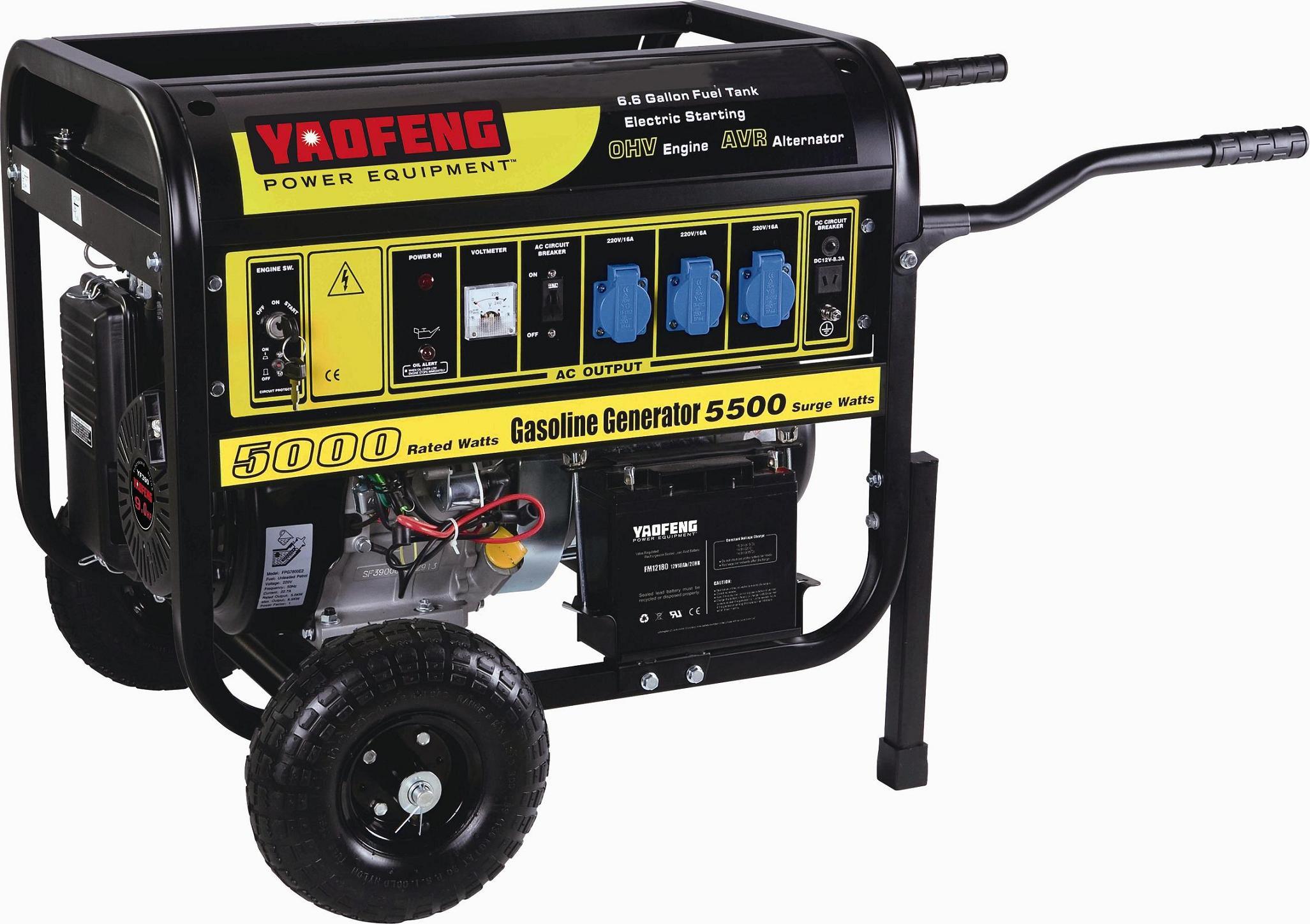 5000 Watts Electric Power Gasoline Generator with EPA, Carb, CE, Soncap Certificate (YFGF6500E2)