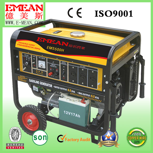 CE Single Cylinder Air Cooled Engine 5kw Gasoline Generator