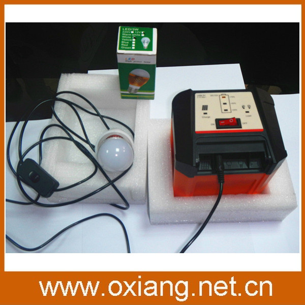 12V/5V Household DC Solar Generator with LED Bulbs, 6 Socket