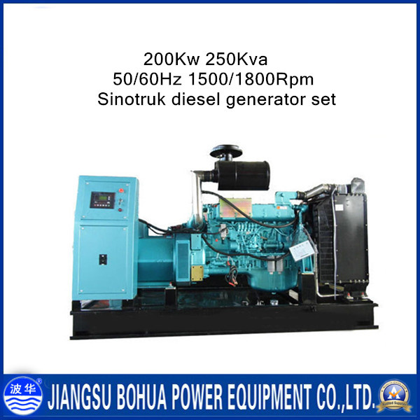 2014 Water Cooled 250kVA Sinotruk Diesel Engines Generators