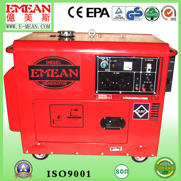 Water Cooling 6kw Red Yellow Electric Diesel Generator