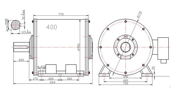 550kw 600rpm 60Hz Horizontal Permanent Magnet Generator