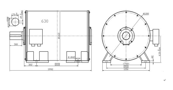 500kw 93rpm 50Hz Horizontal Permanent Magnet Generator