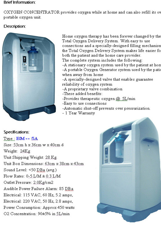 Oxygen Generator Concentrator (BM-9901)