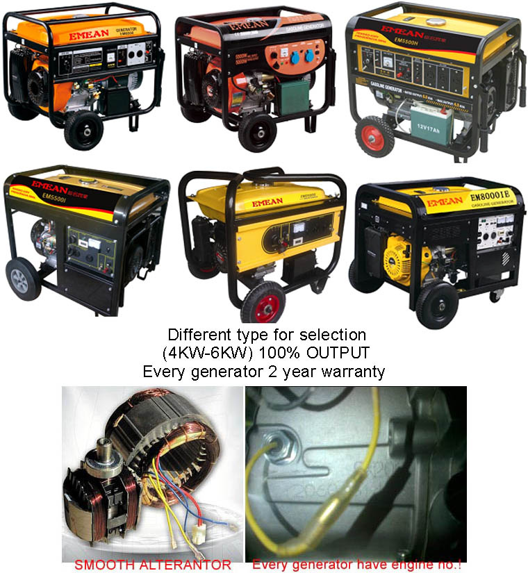 6kVA/6kw Petrol Portable Handy Generator Set 15HP