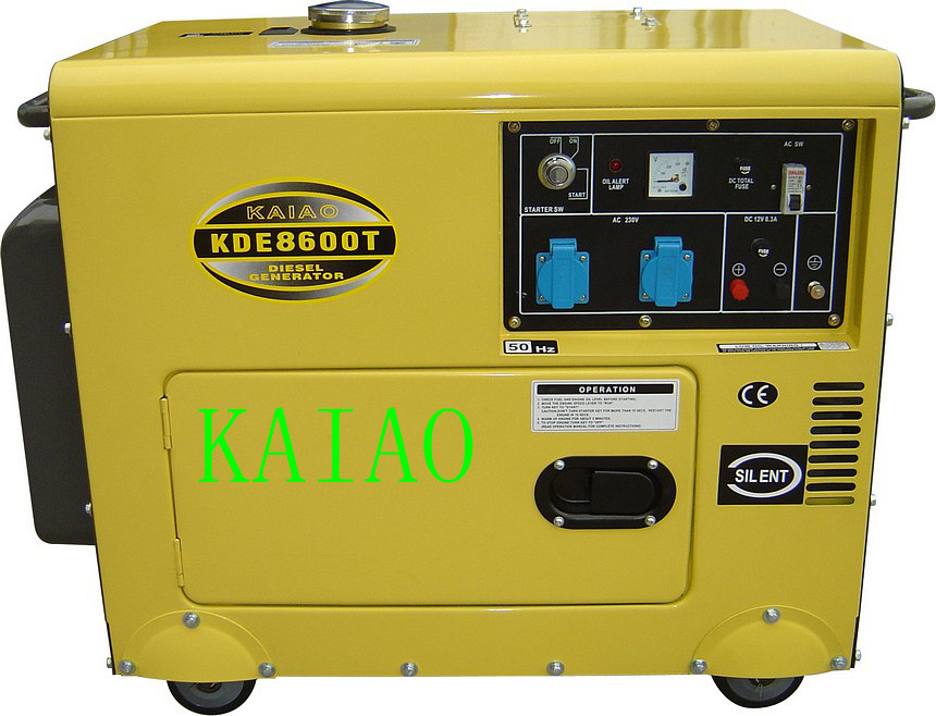 6kw Diesel Generator, Silent Air-Cooled Type (KDE8600T)