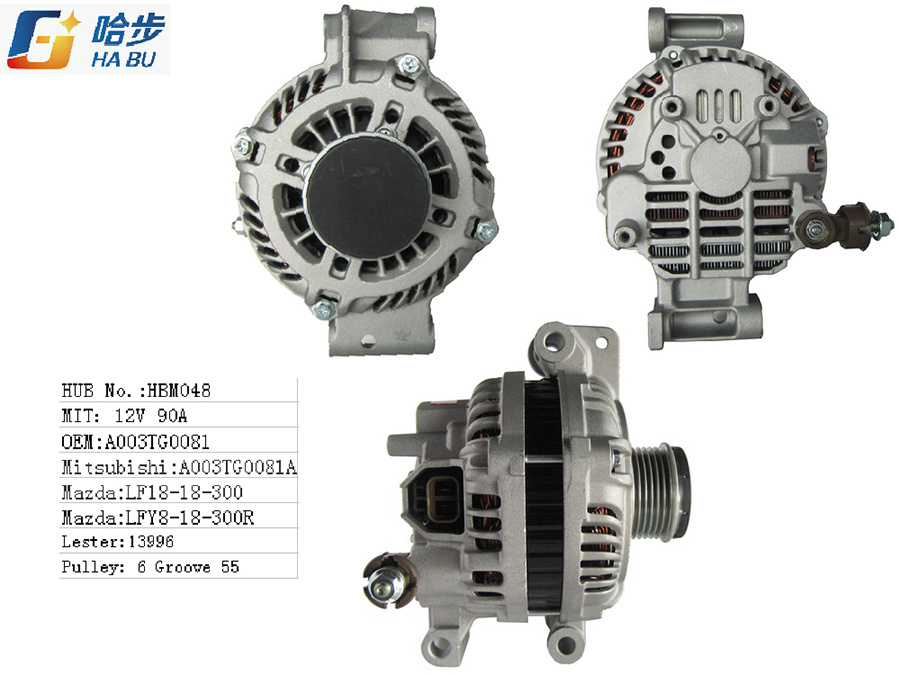 100% New Car Alternator for Mazda Lf18-18-300, Lfy8-18-300r, Mitsubishi A003tg0081, A003tg0081A