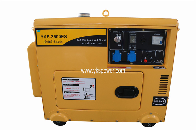 New Yellow 3kw Small Air-Cooled Silent Diesel Generator with ATS