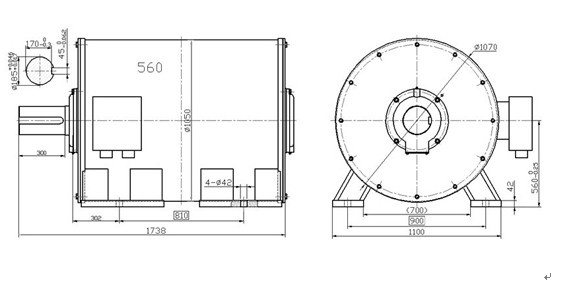 500kw 100rpm Low Speed Horizontal Permanent Magnet Generator